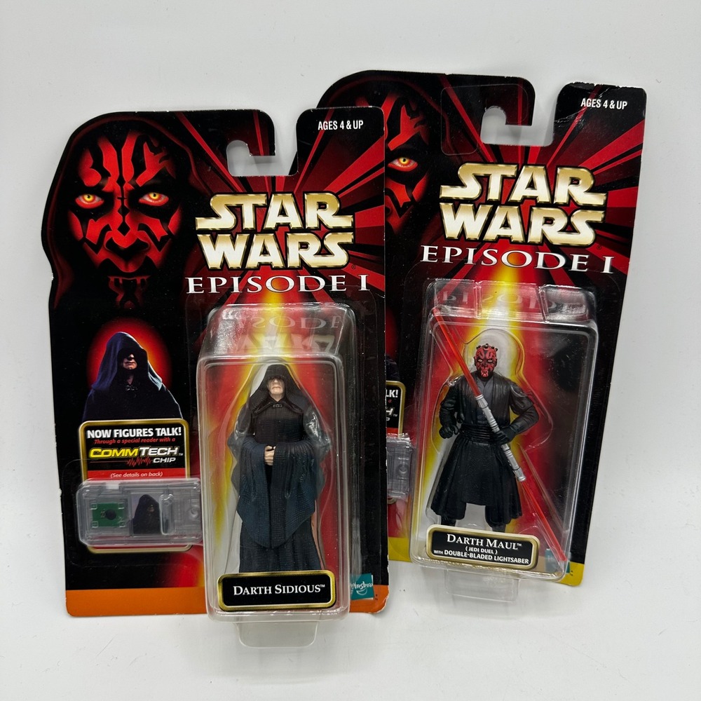 Star Wars Episode I Darth Maul & Darth Sidious Hasbro CommTech Figures Lot 1998